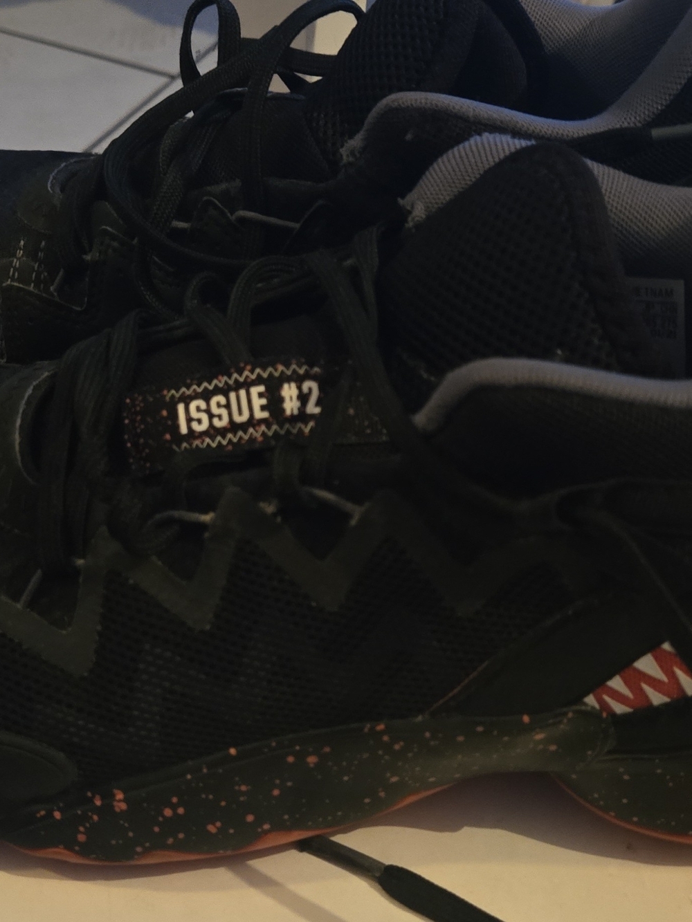 Issue #2 Black Athletic Sneakers with Orange Speckle